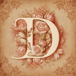 Elegant, faded parchment backdrop and floral 'D' for a charming name DP."