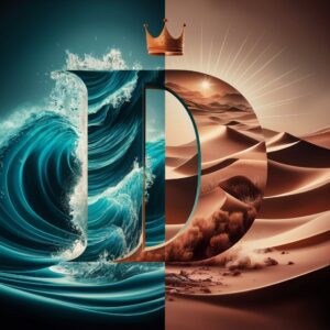 Nature-inspired name DP image with the letter 'D' featuring contrasting ocean and desert styles."