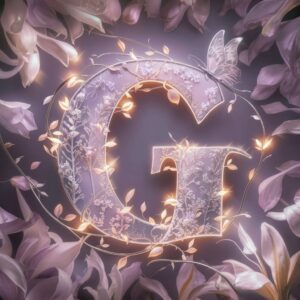 "G Name DP in pastel lavender with floral patterns and butterfly