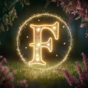 Fairy tale magic brings a glowing effect to the name "F" with soft lighting in this name DP