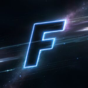 The bold neon glow of "F" stands out against a dark background for this dynamic name DP.