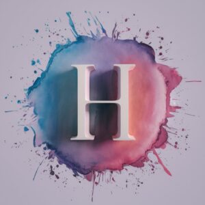 Soft watercolor splash behind the letter H for a name wallpaper design