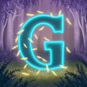 Enchanting G Initial DP with glowing fireflies and fairy dust in a mystical setting"