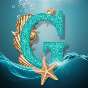 Ocean-inspired G Name DP with sparkling waves and seashell details"