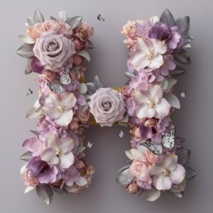 Elegant flower-decorated H letter DP in 4K, perfect for personalized name images