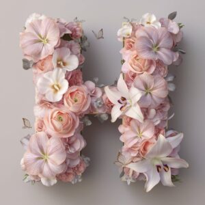 Beautiful floral-themed H name DP with soft pastel roses and gold accents"