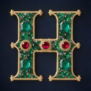 Luxurious H name DP with a gem-encrusted royal design and gold detailing