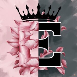 Unique name DP design showcasing an 'E' in soft rose pink and bold jet black for a sharp contrast