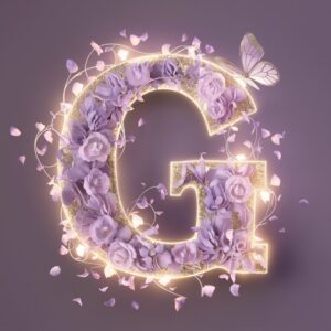 Beautiful floral G Name DP with butterfly and soft silver accents