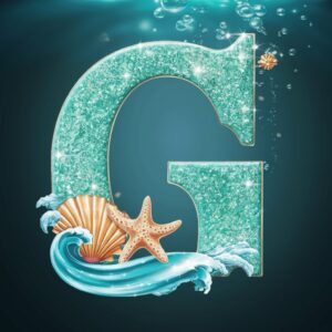 Underwater G Name DP with glowing bubbles and starfish accents"