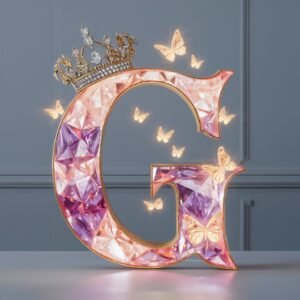 A beautiful crystal "G" with diamond accents, ideal for an elegant and eye-catching name DP.