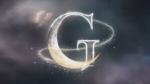 Mystical G Name DP with starry night sky and glowing moon"