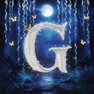 Fairy-tale g Name DP with silver glow, stars, and enchanted butterflies