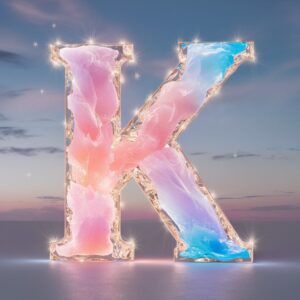 Mystical glowing "K" with stars and crystals, enhancing your name DP with elegance