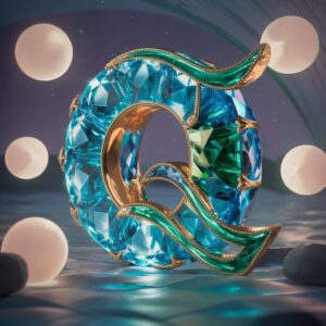 Luxurious letter "Q" with golden accents, set in a glowing, mystical scene for a striking name DP.