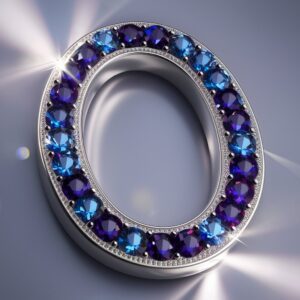 A sparkling gemstone-studded 'O' in blues and purples, ideal for a luxurious name DP