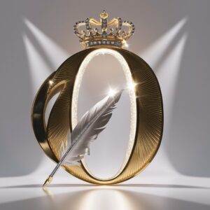 Luxurious golden 'O' with radiant crown and delicate quill, creating an opulent name DP