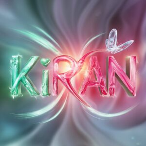 A mystical "Kiran" design glowing with enchanting aurora-inspired colors and neon-like accents.