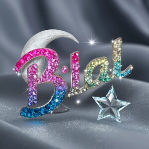 Name 'Bilal' glows in vivid pinks and deep blues, with a moon and glass star for a dreamy effect