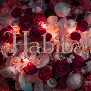 Luxurious name DP with rose gold letters entwined in realistic 3D roses and orchids