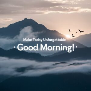 Make today unforgettable—mountain clouds and a fresh start. Special Today Good Morning!"