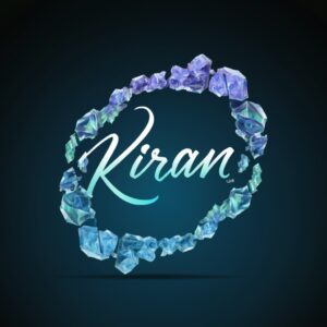 Magical 3D 'Kiran' design featuring icy hues, glowing aurora effects, and a shimmering butterfly."