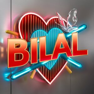 Stunning Bilal Name DP featuring bold gold textures, gradient tones, and elegant neon accents