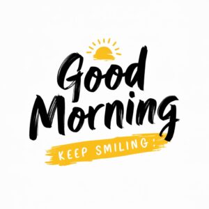 Minimal white design with "Keep Smiling" message