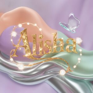 Gorgeous 3D Alisha name DP featuring dreamy colors and glowing orbs