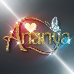 Create a luxurious name DP with shimmering gold 'Ananya' letters and playful neon accents