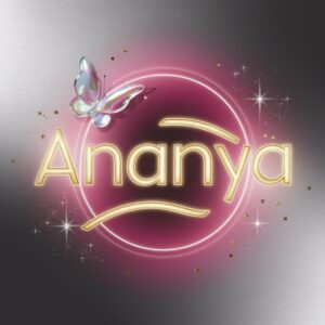 Golden letters, neon pink and purple gradient, and twinkling stars make 'Ananya' shine in this name DP."