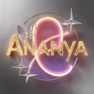 Create a mesmerizing name DP with ‘Ananya’ featuring glowing stars and a glass butterfly