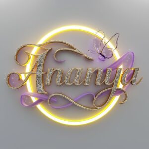 Glowing hearts and vibrant neon accents make the ‘Ananya’ name DP perfect for any profile.