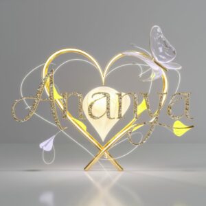 Golden ‘Ananya’ letters with whimsical butterfly and glowing neon details create a beautiful name DP."