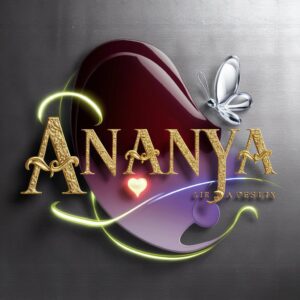 Golden ‘Ananya’ letters highlighted with purple and pink neon create a beautiful name DP."