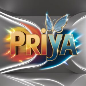 Twilight-inspired "Priya Name DP" with glowing golden text and a magical butterfly