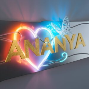 Golden 'Ananya' logo with neon pink accents and a butterfly for a charming name DP."