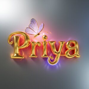 Softly lit "Priya" in golden hues, perfect for an enchanting Name DP design.